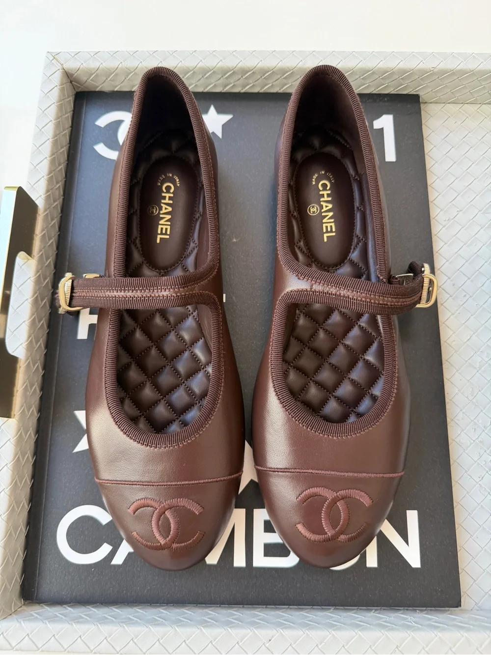CHANEL brown leather